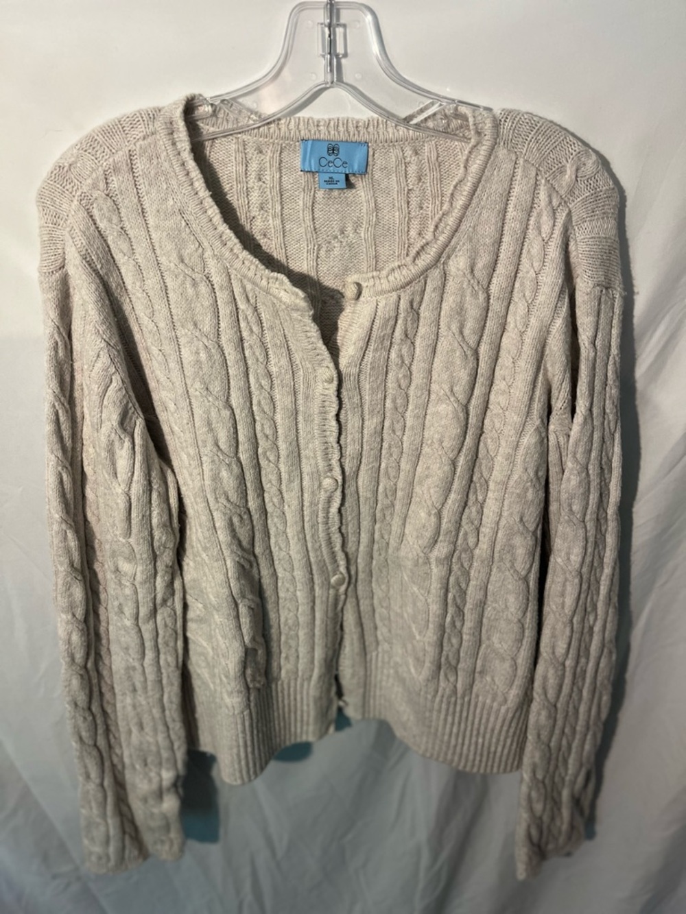 CeCe Cream Cable-Knit Button Cardigan